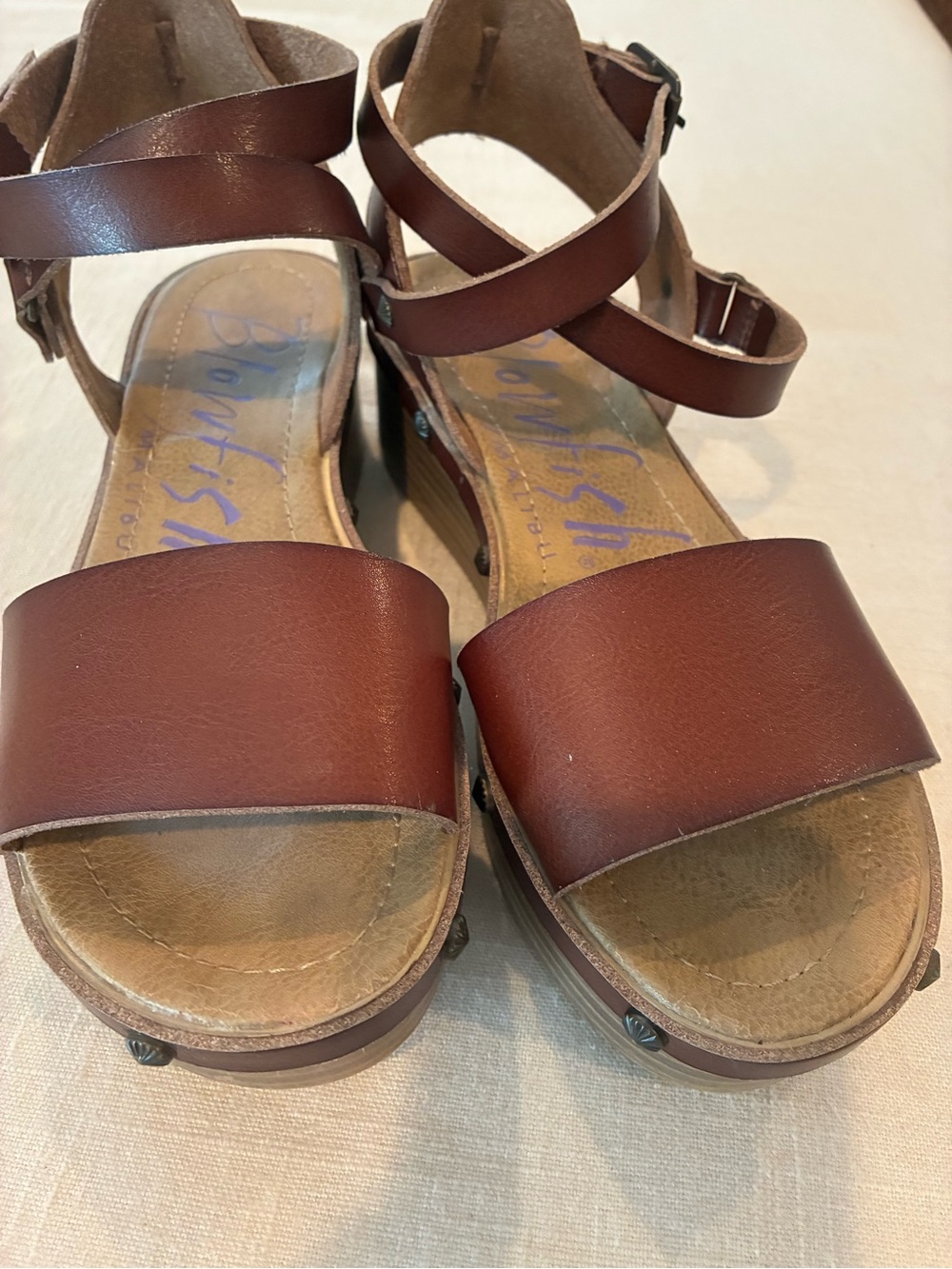 Blowfish Brown Leather Strappy Platform Sandals